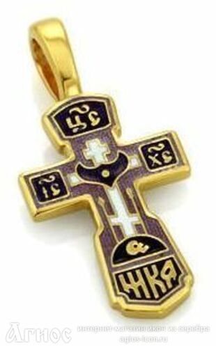 Крест Голгофский из серебра с коричневой эмалью, фото 1