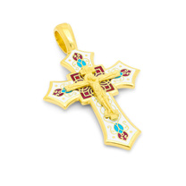 Позолоченный женский крестик с эмалью