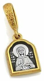 Нательная иконка Матроны Московской из серебра с молитвой