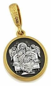 Серебряная нательная иконка Божьей Матери "Всецарица" с микрорельефом