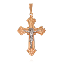 Православный нательный крест с Распятием из золота с молитвой