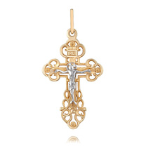 Православный нательный крестик с Распятием из золота с молитвой