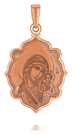 Красивая золотая нательная иконка Божьей Матери "Казанская" 