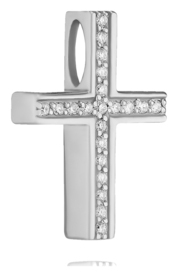 Православный крест с бриллиантом из белого золота