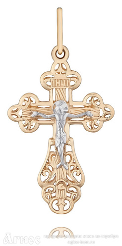 Ажурный золотой нательный крест Трилистниковый, фото 1
