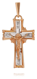 Православный нательный крест Терновый венец с молитвой из золота