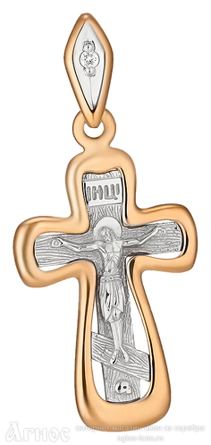 Православный крест с бриллиантом из золота, фото 1