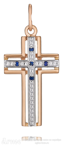 Православный крест с сапфирами из золота, фото 1