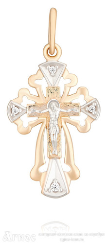Православный нательный крест с молитвой с фианитами из золота, фото 1