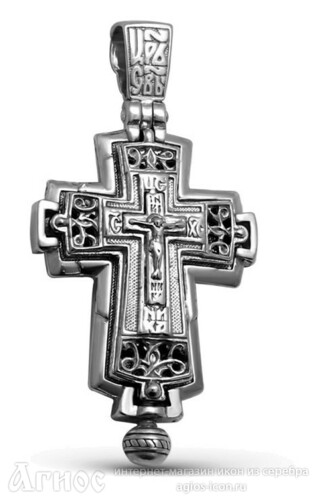 Крест мощевик "Распятие Христово. Николай Чудотворец" с молитвой, фото 1