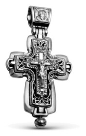 Нательный серебряный крест для мужчины "Казанская"