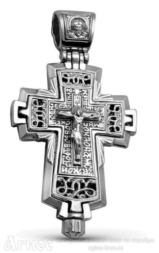Крест мощевик "Распятие Христово. Ангел Хранитель" с молитвой , фото 1