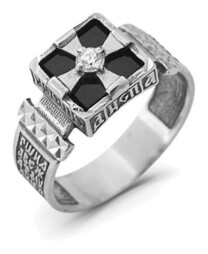 Серебряное кольцо для мужчины "Да воскреснет Бог!"