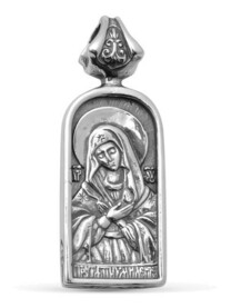 Нательная иконка Божьей Матери "Умиление" и Серафим Саровский из серебра