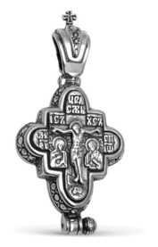 Нательный серебряный крест для мужчины "Иоанн Кронштадтский"