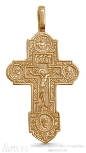 Нательный крест "Распятие Христово" с иконой "Покров Пресвятой Богородицы" и избранными святыми, фото 1