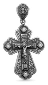 Большой мужской серебряный крест с чернением
