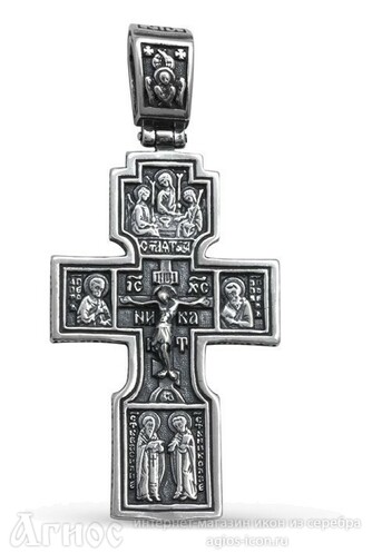 Большой серебряный крест с Распятием и изображением Богородицы, фото 1