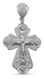 Мужской крест серебряный с Распятием и молитвой
