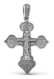 Нательный серебряный крест для мужчины "Николай чудотворец"