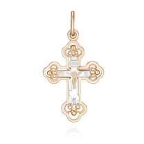 Православный нательный крест Трилистниковый из золота с молитвой "Спаси и сохрани"