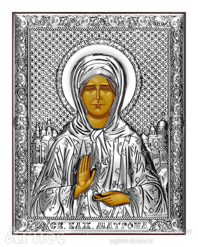 Икона Матроны Московской с серебряным покрытием, фото 1
