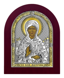 Икона Матроны Московской с серебром с позолотой