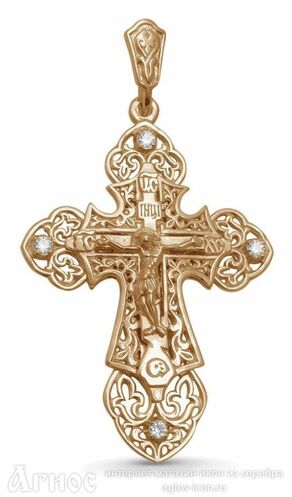Резной серебряный крестик с  Ангелом -Хранителем, фото 1