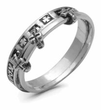 Православное кольцо серебряное женское "Спаси и сохрани"