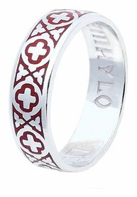 Православное кольцо с крестом серебряное "Господи, помилуй"