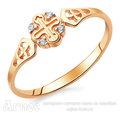 Кольцо православное из золота c фианитами женское, фото 1