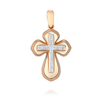 Православный нательный крест трилистниковый из золота с молитвой