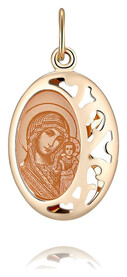 Объёмная золотая иконка Божьей Матери "Казанская" 