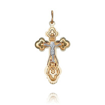 Православный нательный крест трилистниковый из золота с молитвой