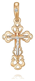 Православный крест с фианитом из золота с молитвой