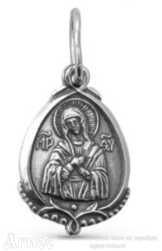 Маленькая иконка Богородицы "Умиление" из серебра, фото 1
