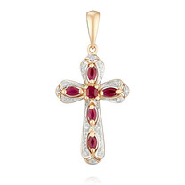 Золотой женский крестик с рубином