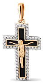 Женский крестик золотой с эмалью