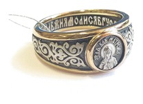 Православное кольцо позолоченное женское молитвой к святым