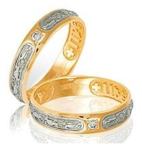Православное кольцо золотое женское с молитвой к Богородице с бриллиантом