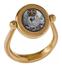 Позолоченный мужской перстень печатка
