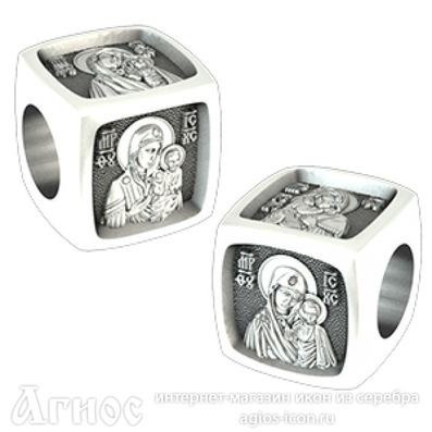 Православная бусина из белого серебра с разными ликами св Богородицы, фото 1
