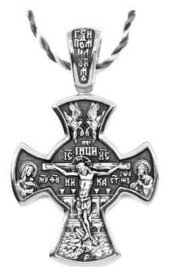 Нательный серебряный крест для мужчины "Рождество Христово"