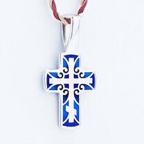 Крест с цветной эмалью "Спаси Господи"